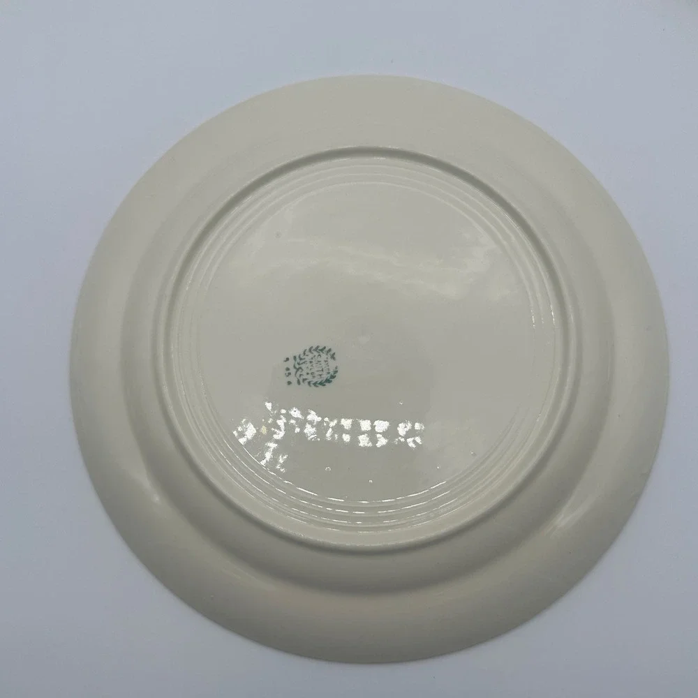 Taylor Smith Taylor Dinner Plates Set of 4 Pink Rose Gold Trim Ivory Vintage